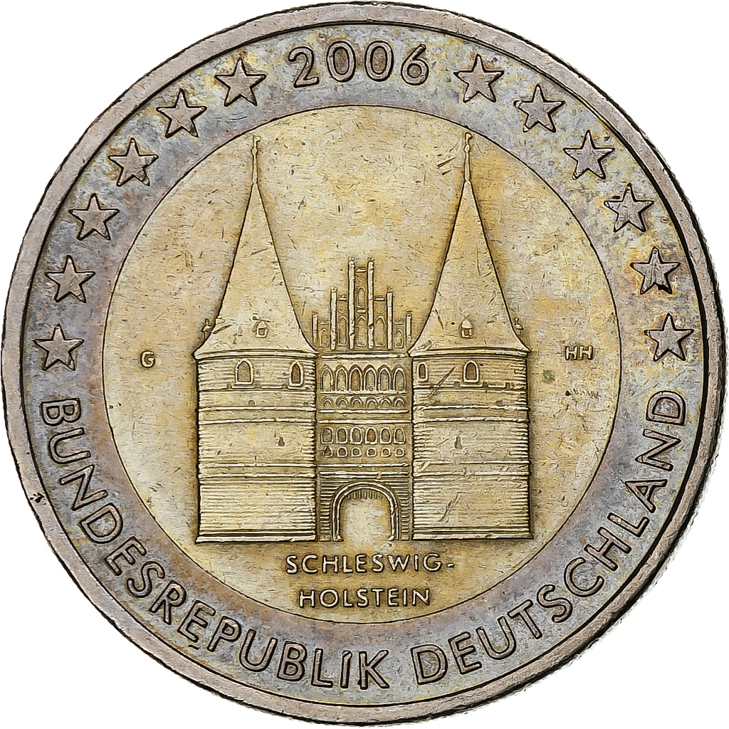 GERMANY - FEDERAL REPUBLIC, 2 Euro, Schleswig Holstein castle, 2006, Karlsruhe