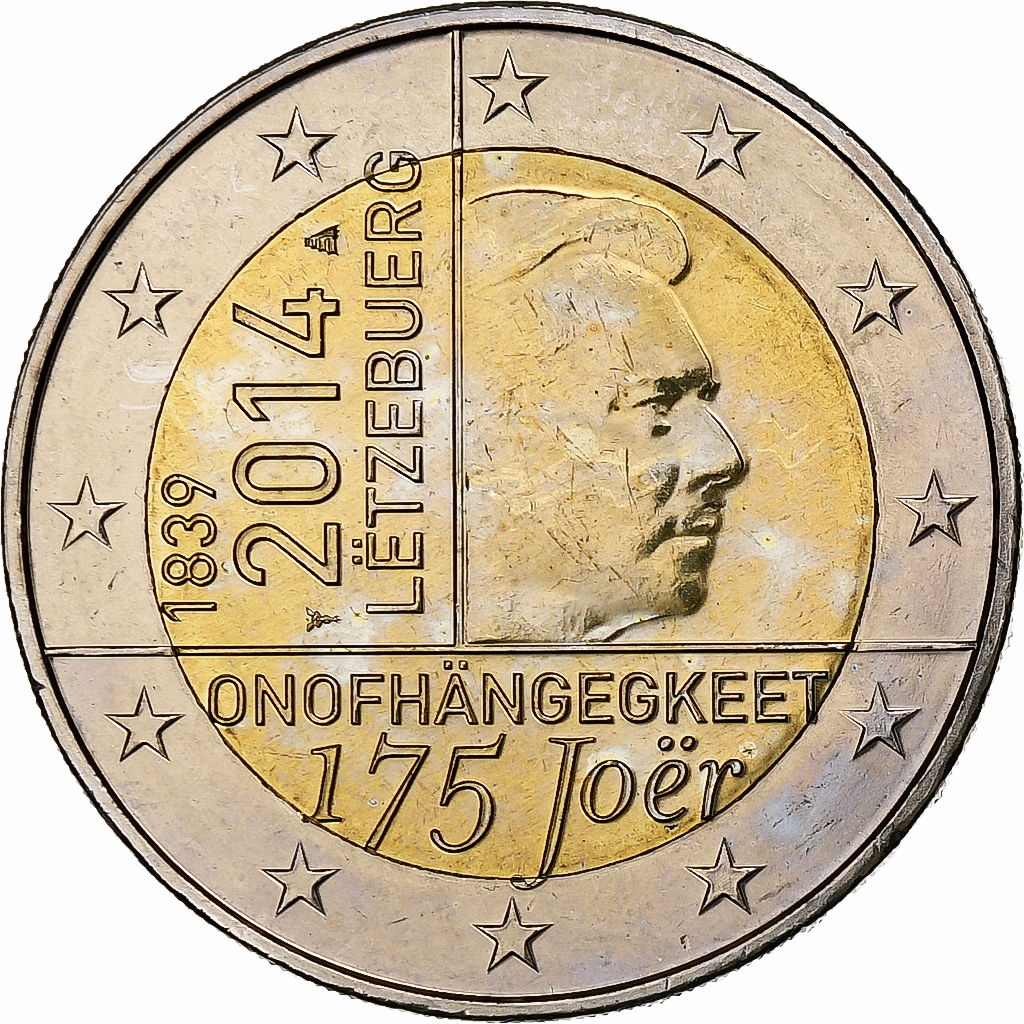 Luxemburg, 2 Euro, 175 Joer, 2014, Utrecht, UNZ, Bi-Metallic, KM:New