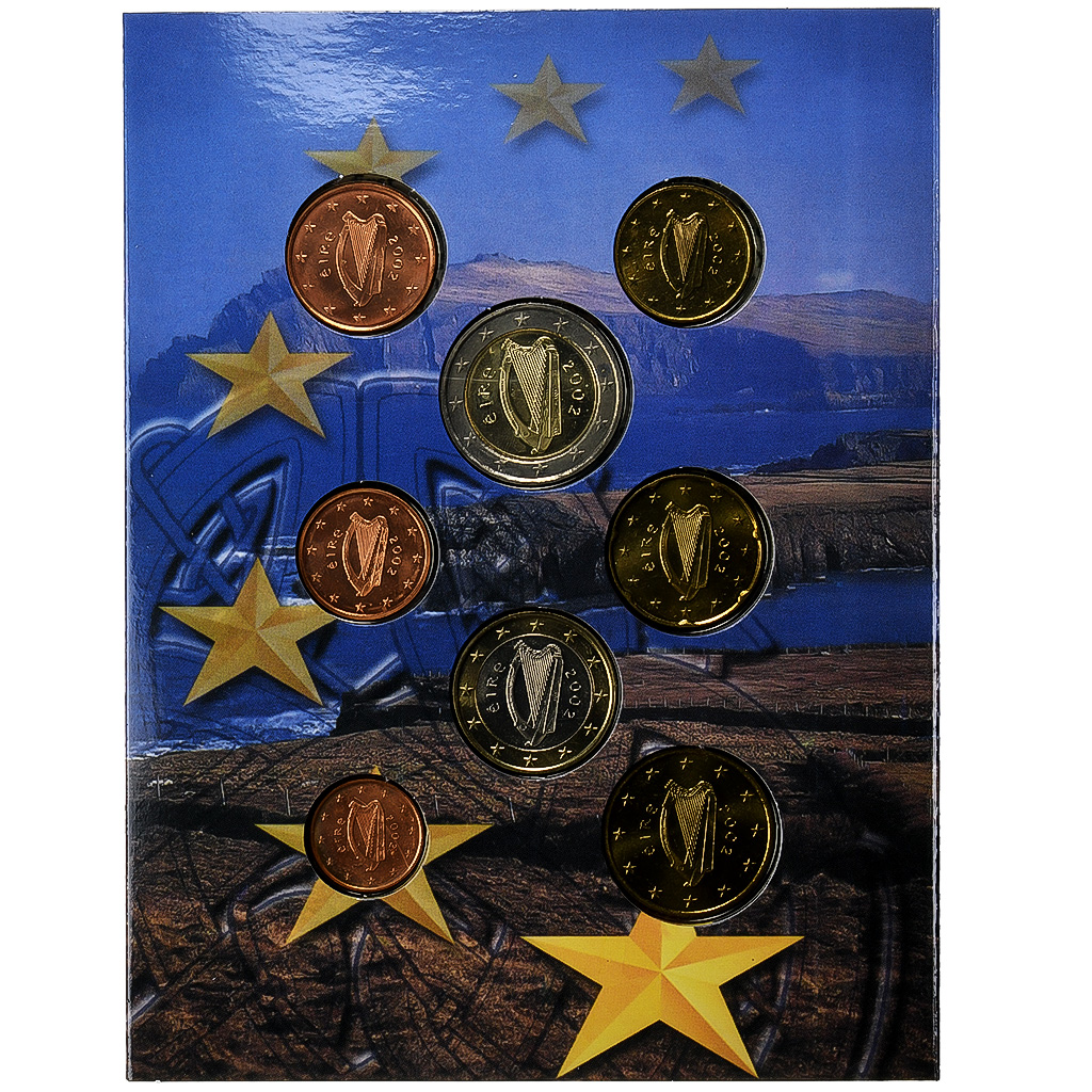 Ireland, 1 Cent to 2 Euro, euro set, 2002, Central Bank of Ireland, STGL