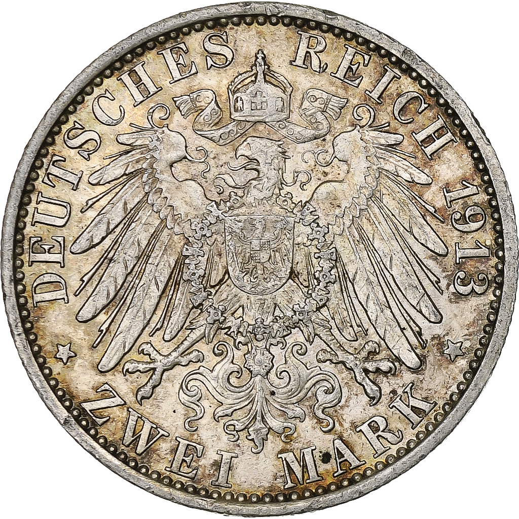 German States, PRUSSIA, Wilhelm II, 2 Mark, 1913, Berlin, Silver, 