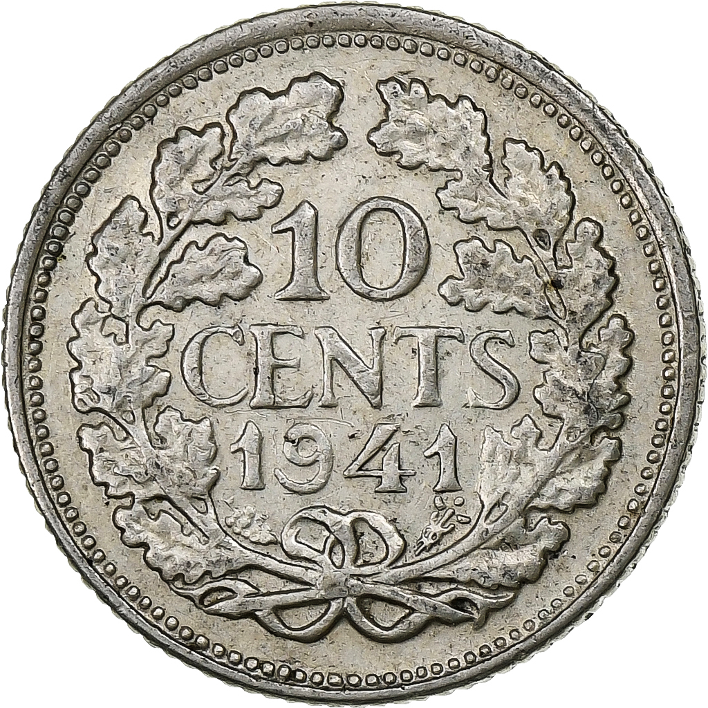 Netherlands, Wilhelmina I, 10 Cents, 1941, Silver, , KM:163