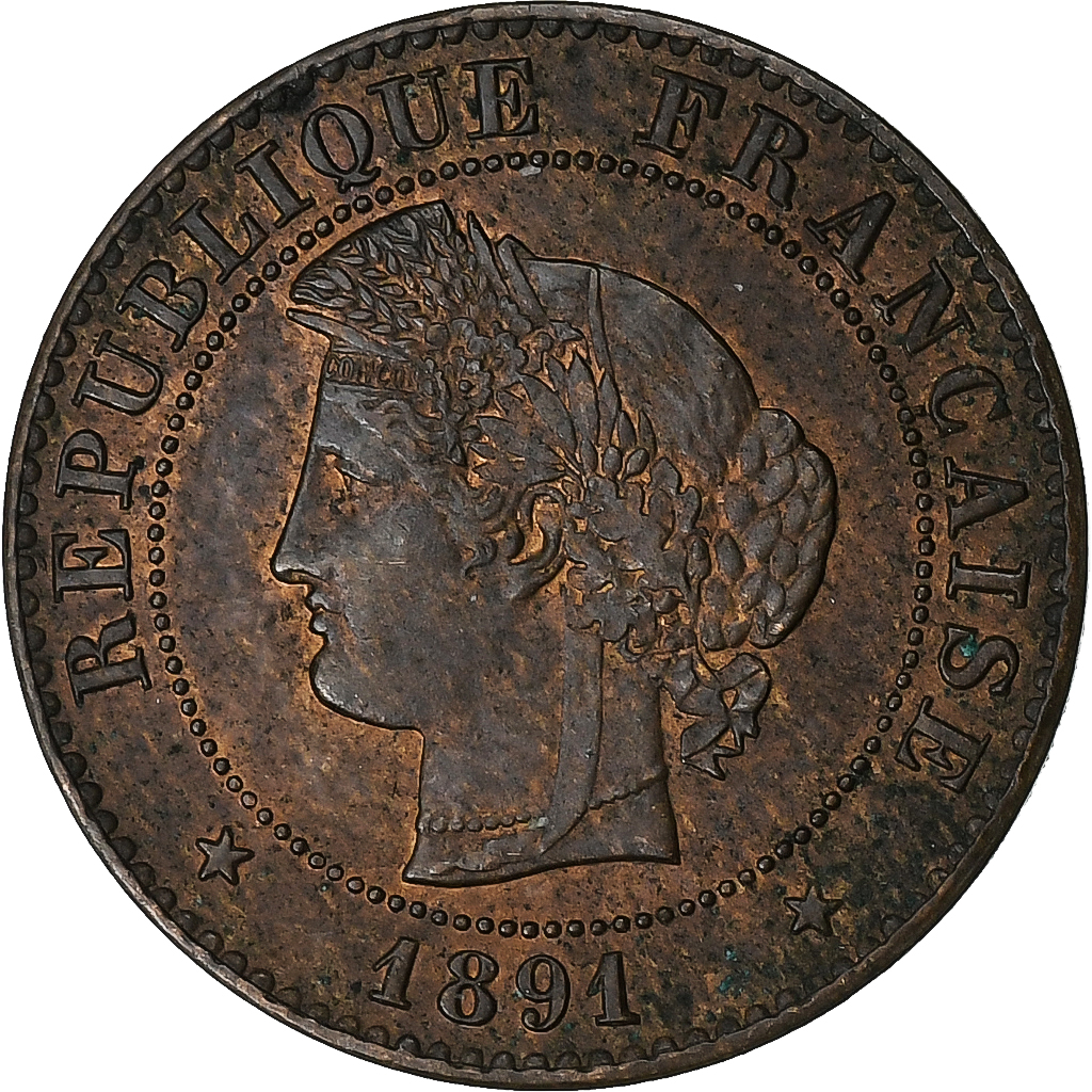 France, Centime, Cérès, 1891, Paris, Bronze, , Gadoury:88, KM:826.1
