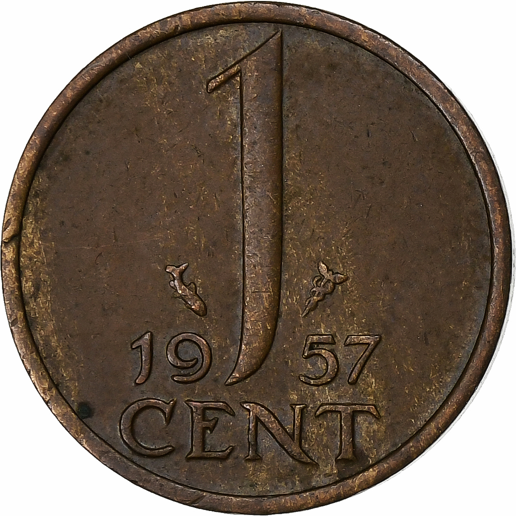 Netherlands, Juliana, Cent, 1957, Bronze, , KM:180