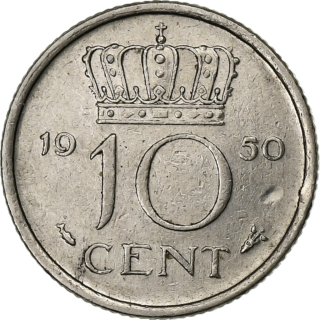 Netherlands, Juliana, 10 Cents, 1950, Nickel, , KM:182