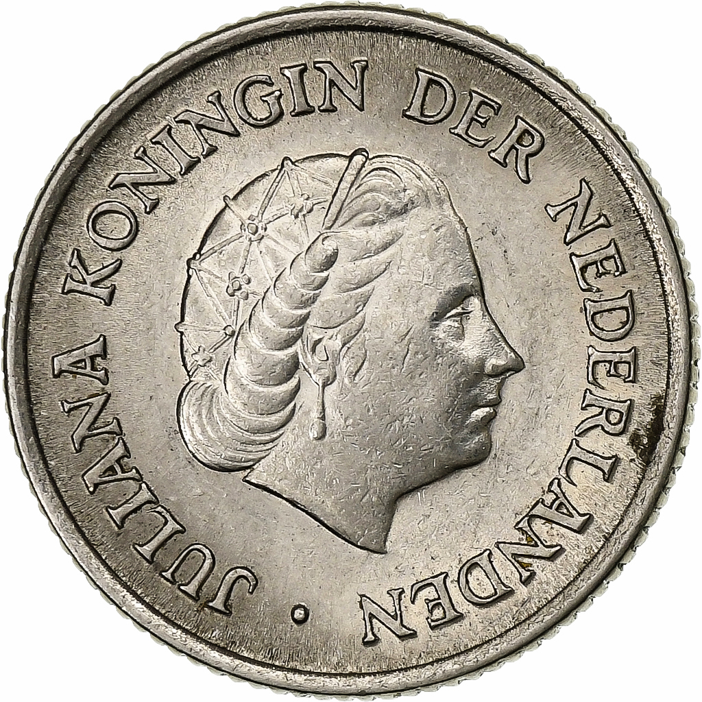 Netherlands, Juliana, 25 Cents, 1955, Nickel, , KM:183