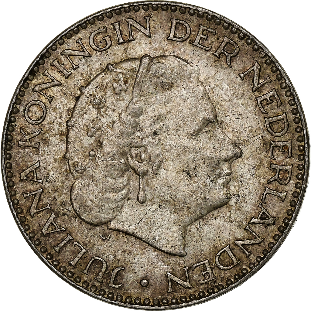 Netherlands, Juliana, Gulden, 1954, Silver, , KM:184