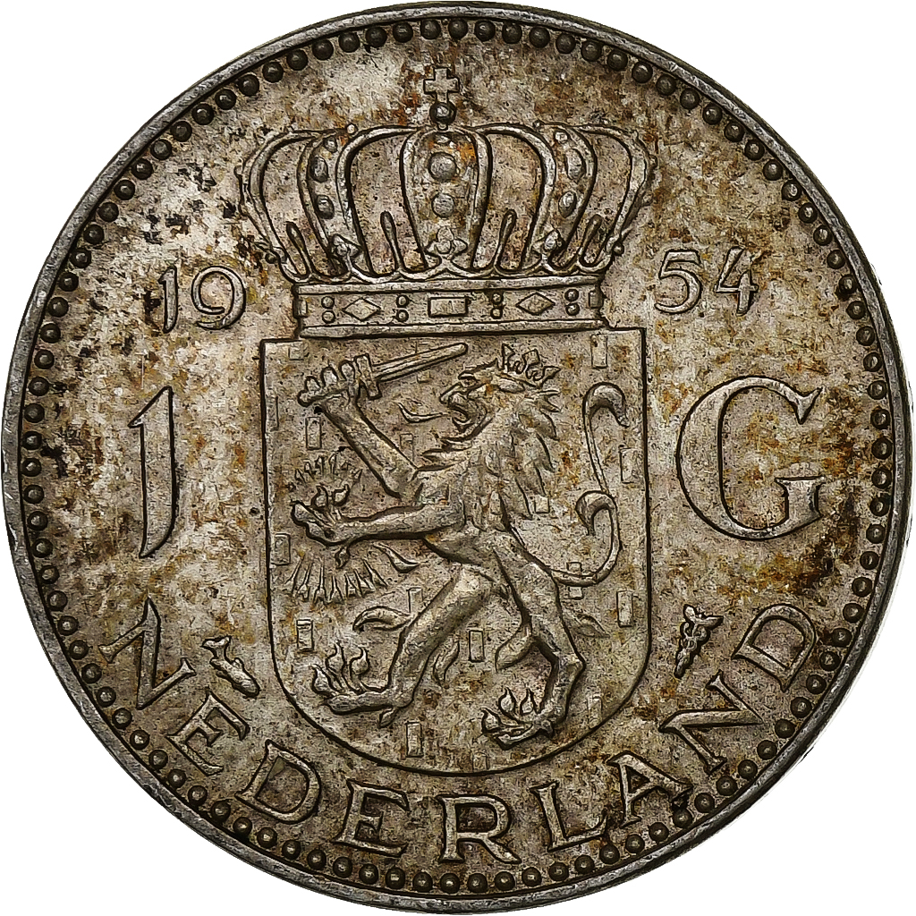 Netherlands, Juliana, Gulden, 1954, Silver, , KM:184