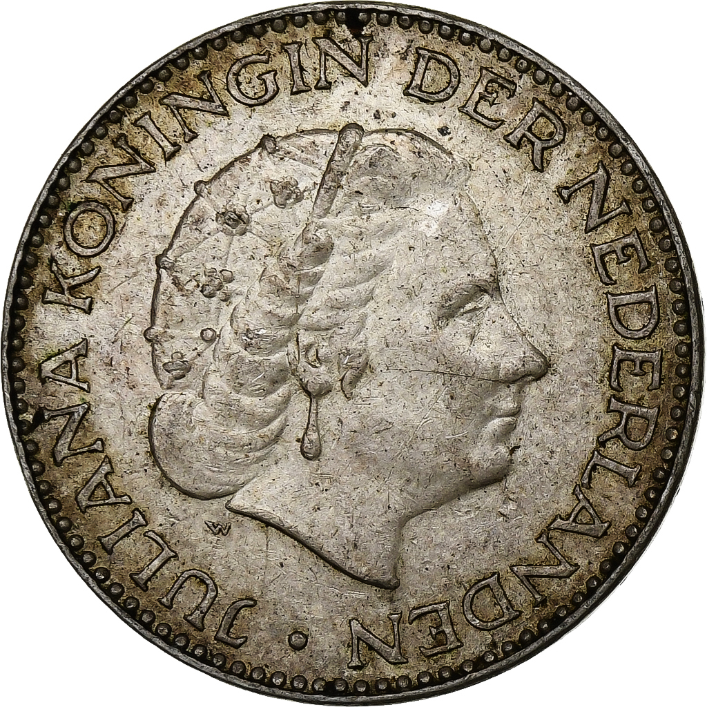 Netherlands, Juliana, Gulden, 1954, Silver, , KM:184
