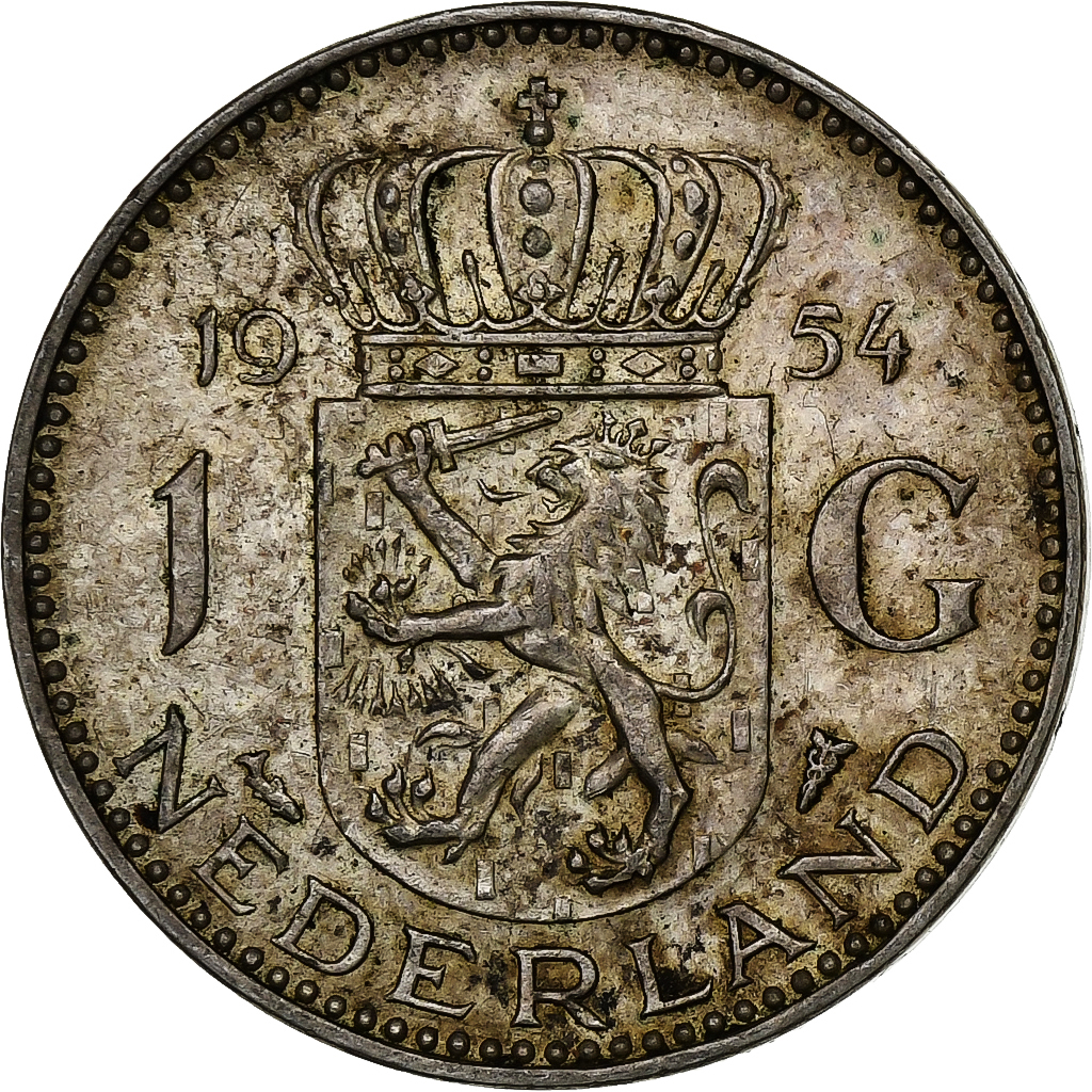 Netherlands, Juliana, Gulden, 1954, Silver, , KM:184