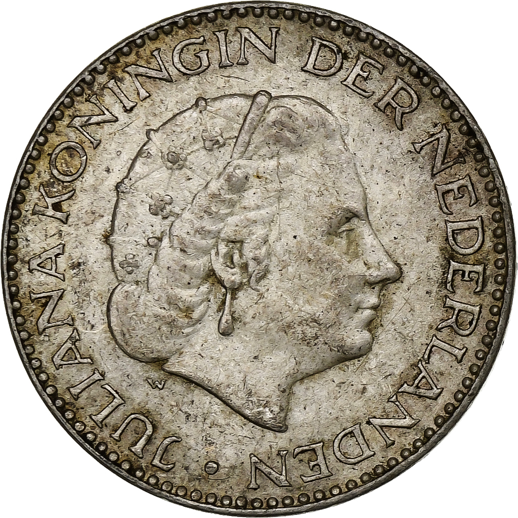 Netherlands, Juliana, Gulden, 1954, Silver, , KM:184