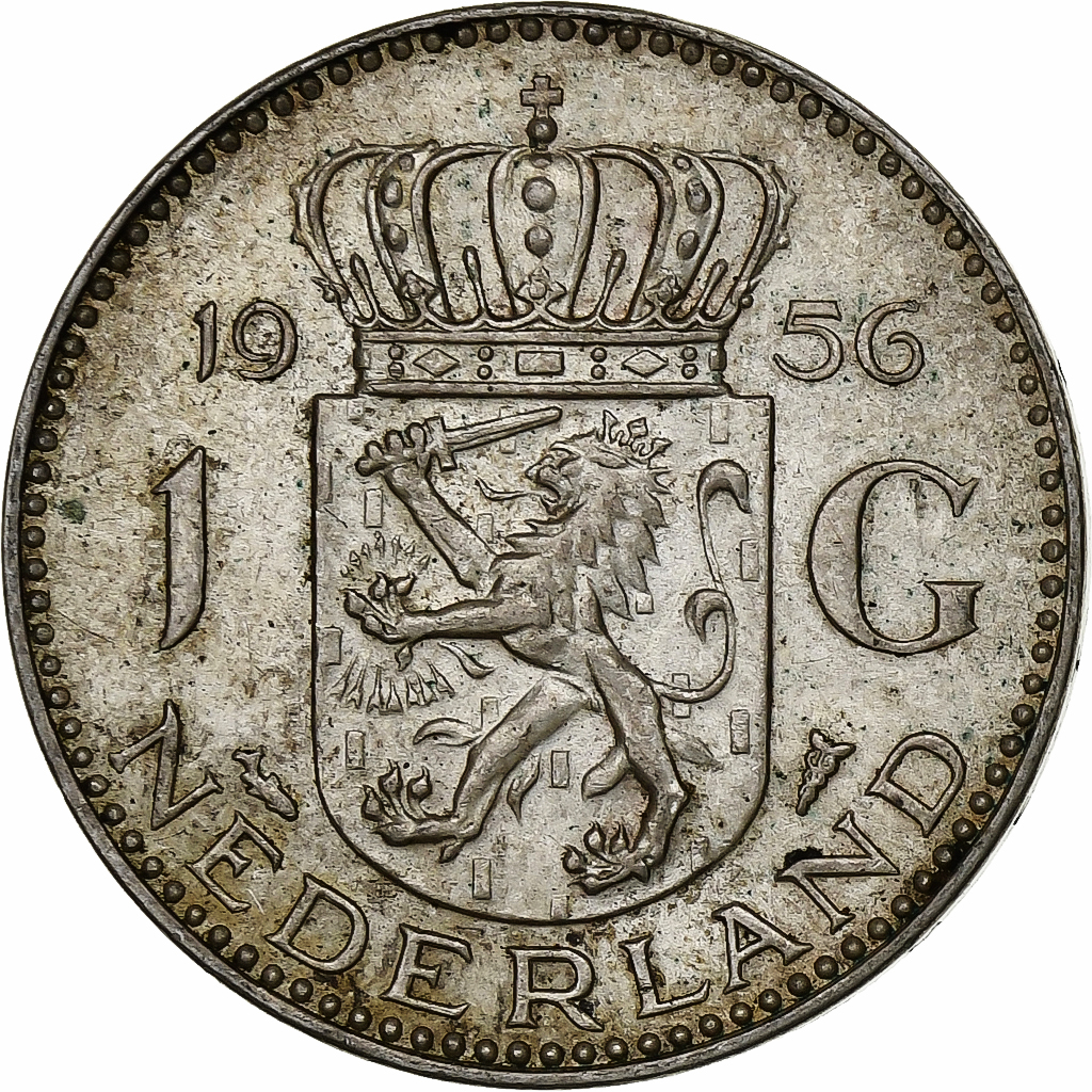 Netherlands, Juliana, Gulden, 1956, Silver, , KM:184