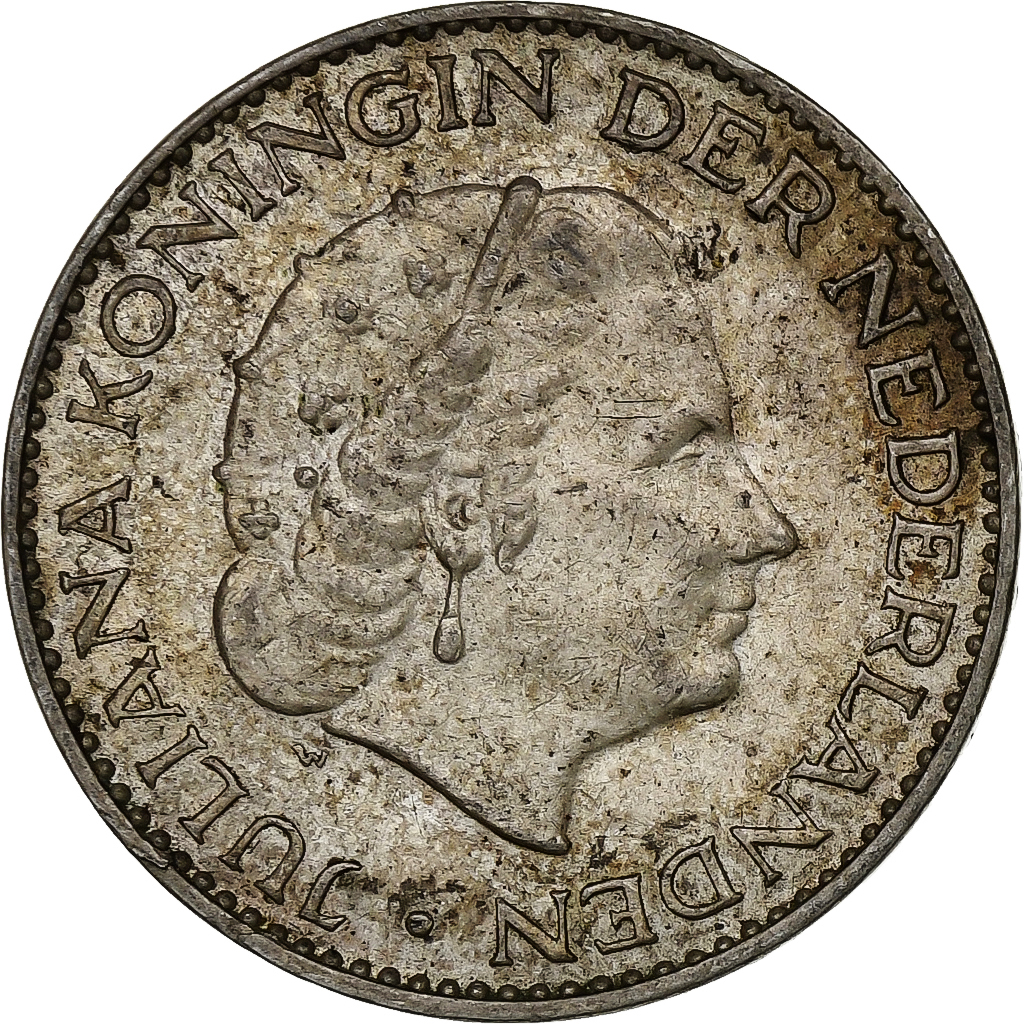 Netherlands, Juliana, Gulden, 1956, Silver, , KM:184