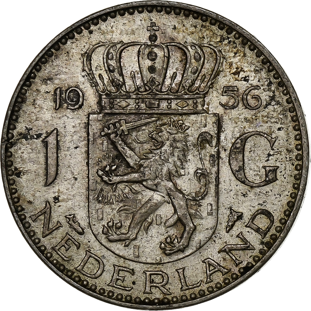 Netherlands, Juliana, Gulden, 1956, Silver, , KM:184