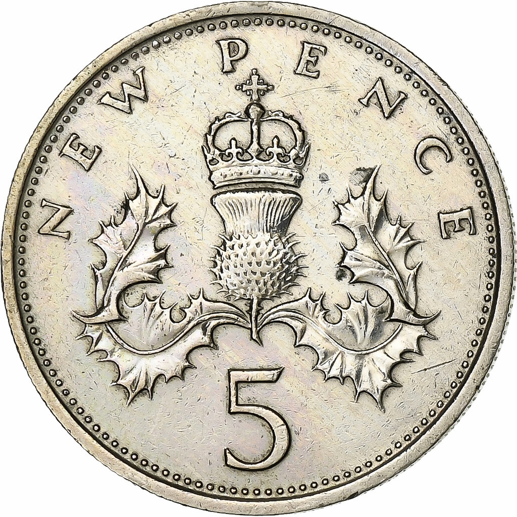 Great Britain, Elizabeth II, 5 New Pence, 1969, Copper-nickel, , KM:911