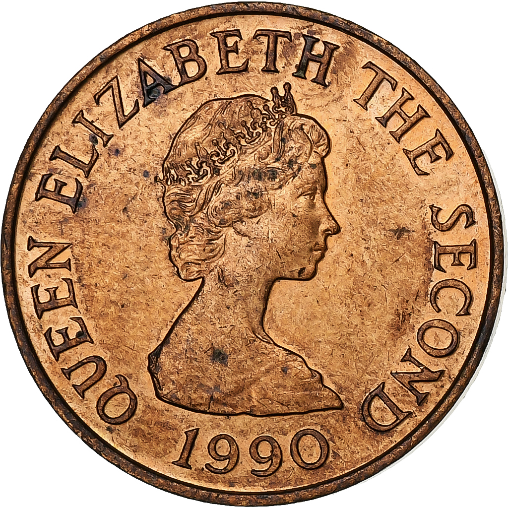 Jersey, Elizabeth II, Penny, 1990, Bronze, , KM:54