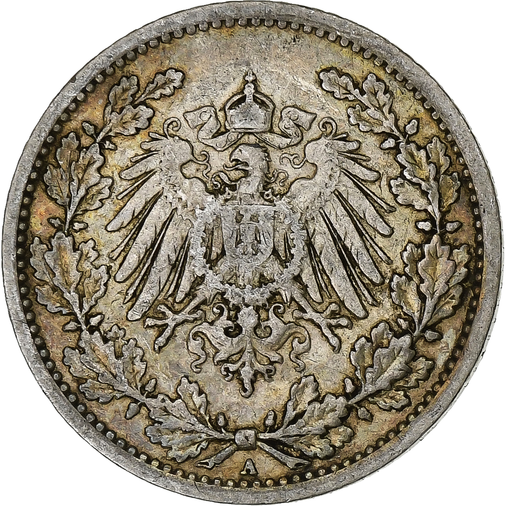 GERMANY - EMPIRE, 1/2 Mark, 1909, Berlin, Silver, , KM:17