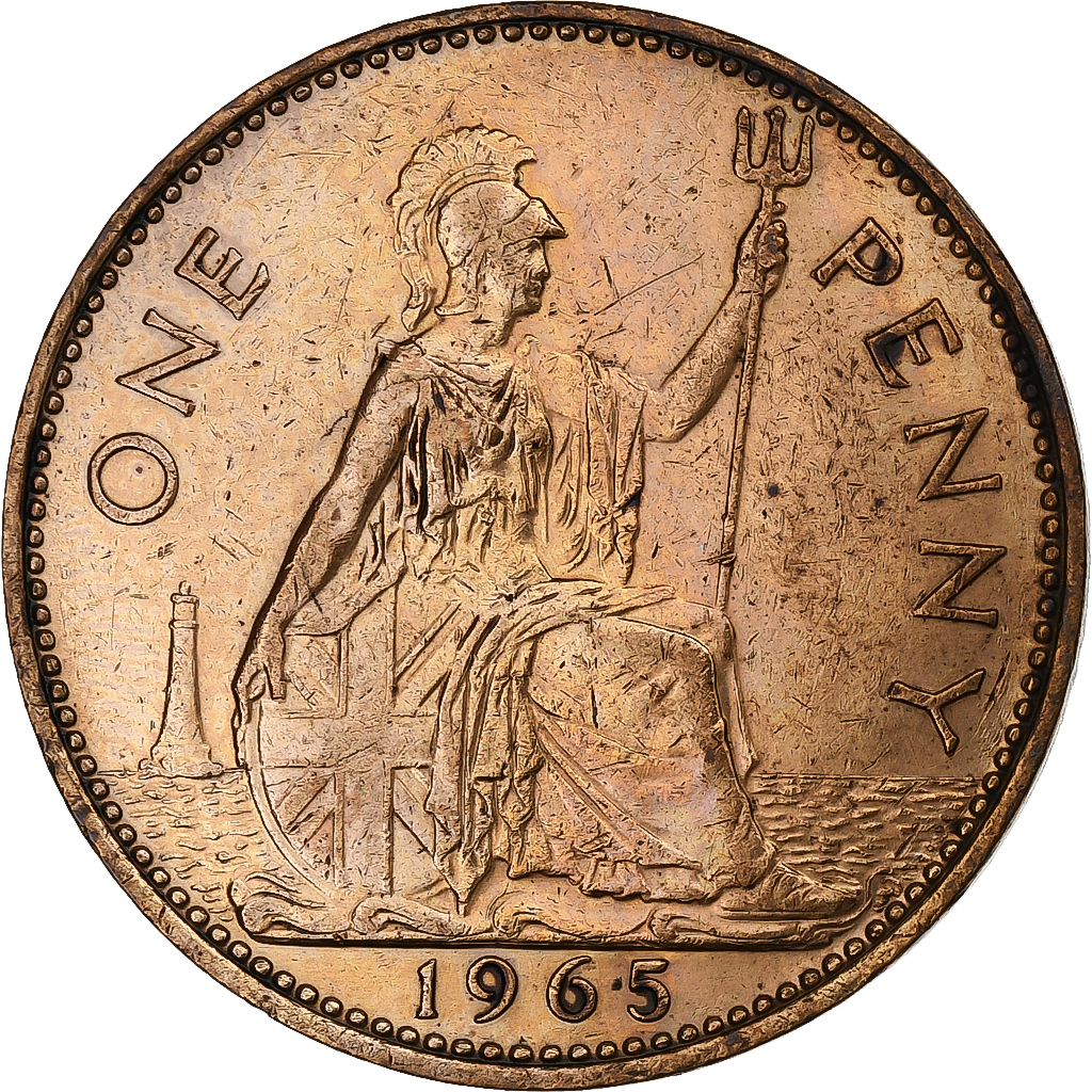 Great Britain, Elizabeth II, Penny, 1965, Bronze, , KM:897