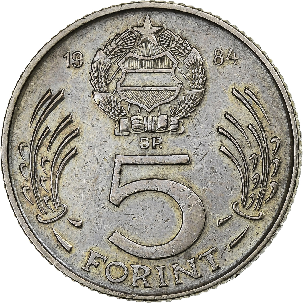 Hungary, 5 Forint, 1984, Budapest, Copper-nickel, EF, KM:635