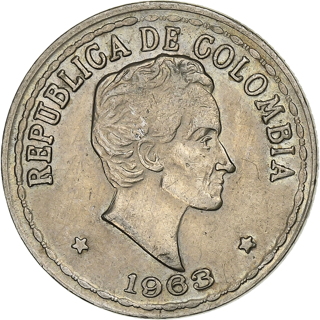 Colombia, 20 Centavos, 1963, Copper-nickel, , KM:215.2