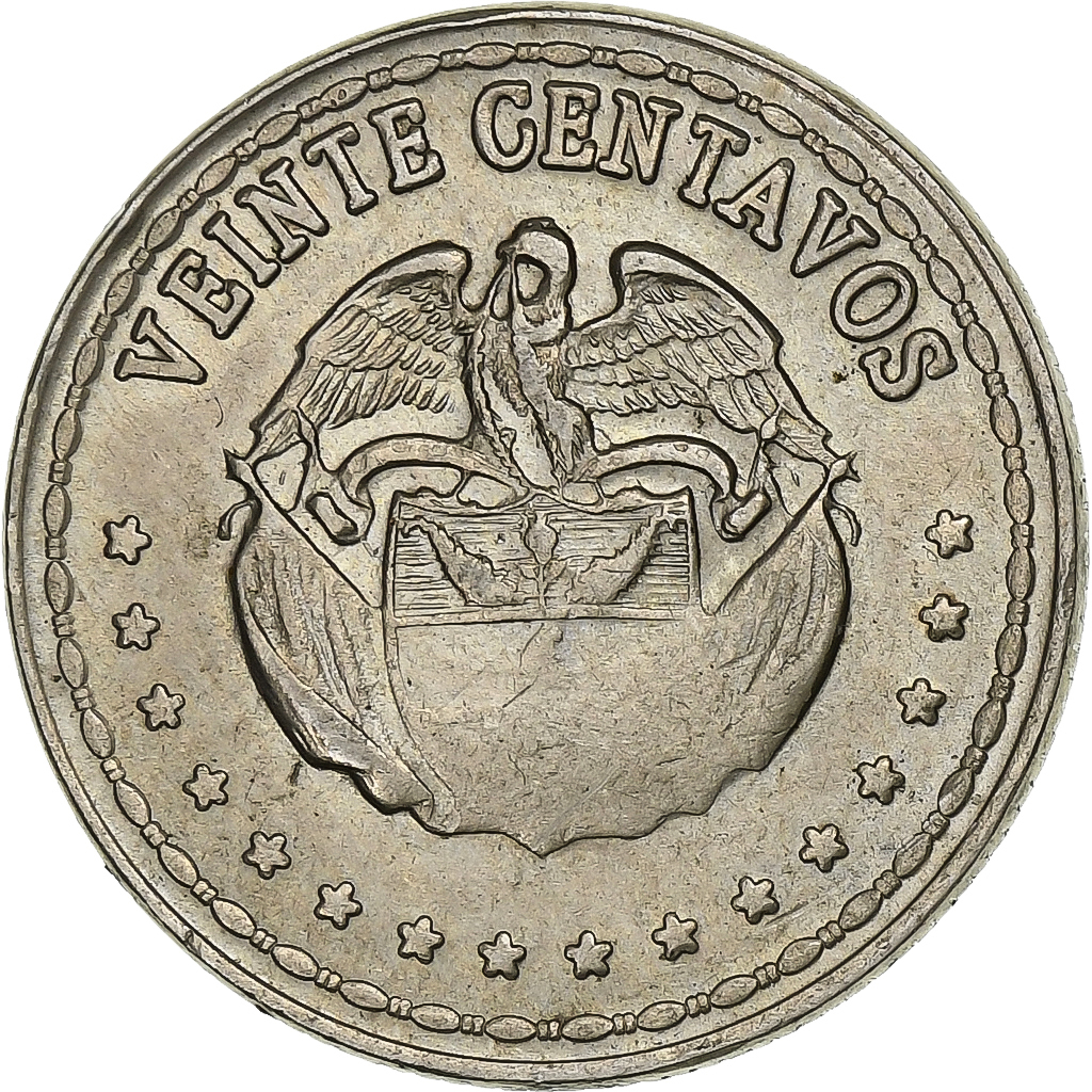 Colombia, 20 Centavos, 1963, Copper-nickel, , KM:215.2