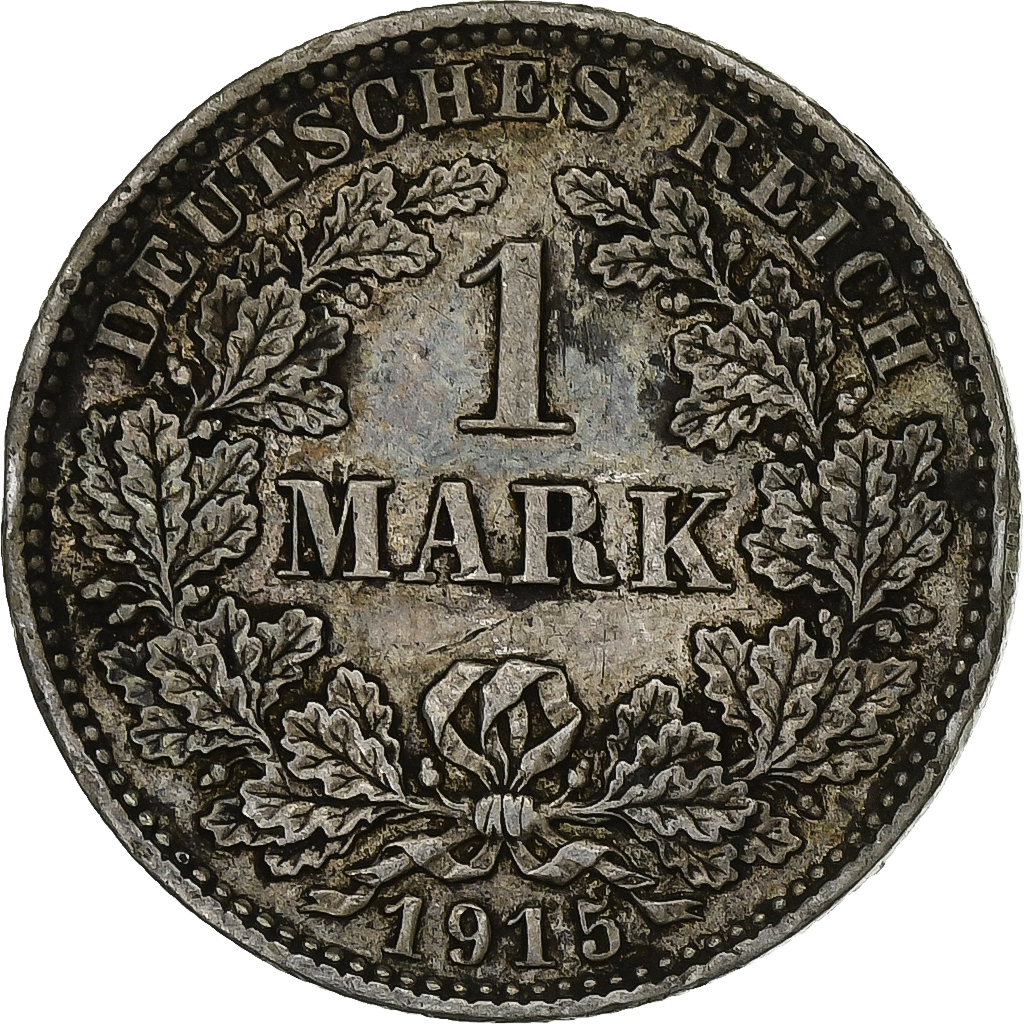 GERMANY - EMPIRE, Wilhelm II, Mark, 1915, Muldenhütten, Silver, 