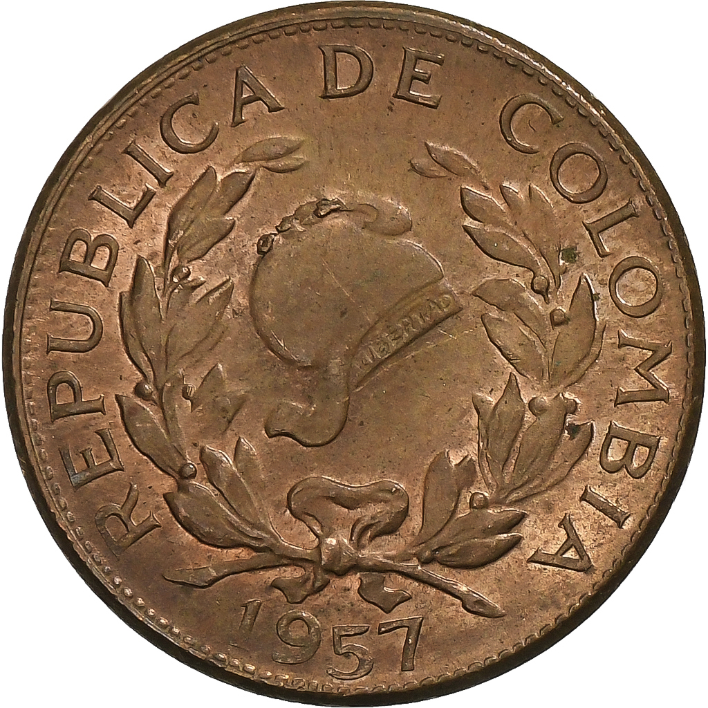 Colombia, 5 Centavos, 1957, Bronze, , KM:206