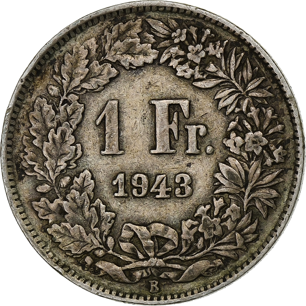 Switzerland, Franc, 1943, Bern, Silver, , KM:24