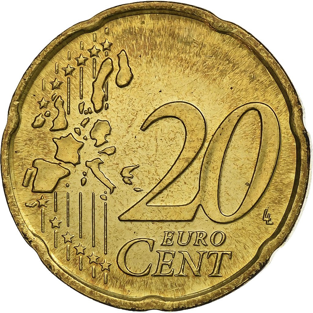 Vatikanstadt, John Paul II, 20 Euro Cent, Jean-Paul II, 2004, Rome, Messing