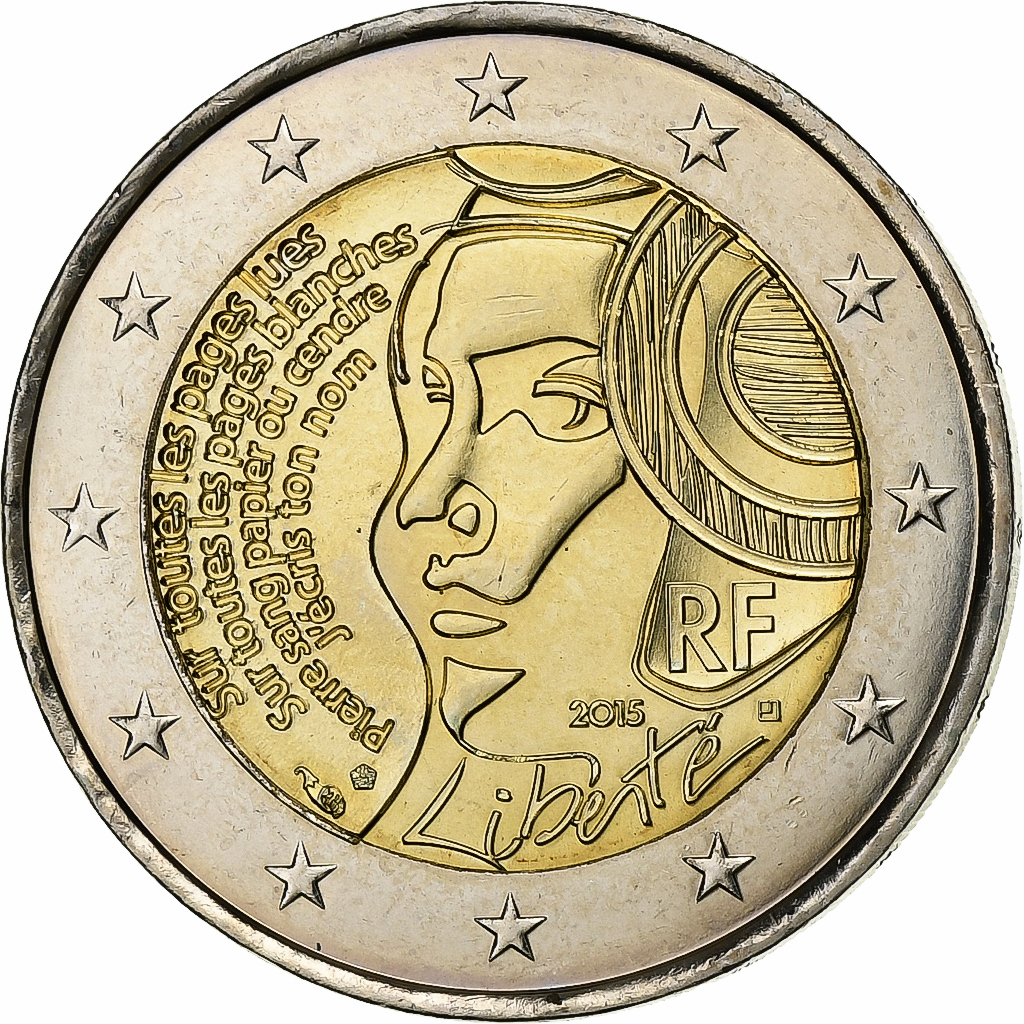 France, 2 Euro, 2015, Bi-Metallic, 