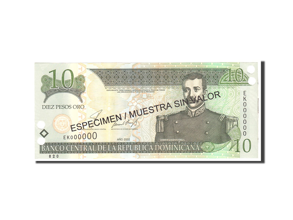 Banknote, Dominican Republic, 10 Pesos Oro, 2002, Undated, KM:168s2, UNC(65-70)
