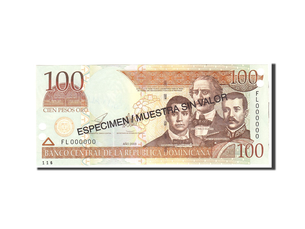 Banknote, Dominican Republic, 100 Pesos Oro, 2003, Undated, KM:171s3, UNC(65-70)