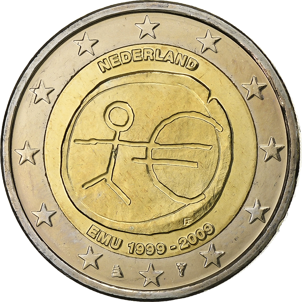 Netherlands, 2 Euro, 10 ans de l'Euro, 2009, MS, Bi-Metallic, KM:281