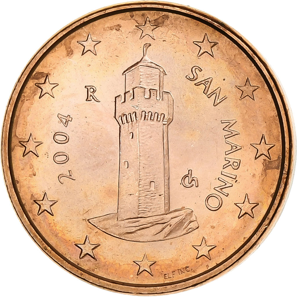 San Marino, Euro Cent, 2004, Rome, Copper Plated Steel, VZ+, KM:440