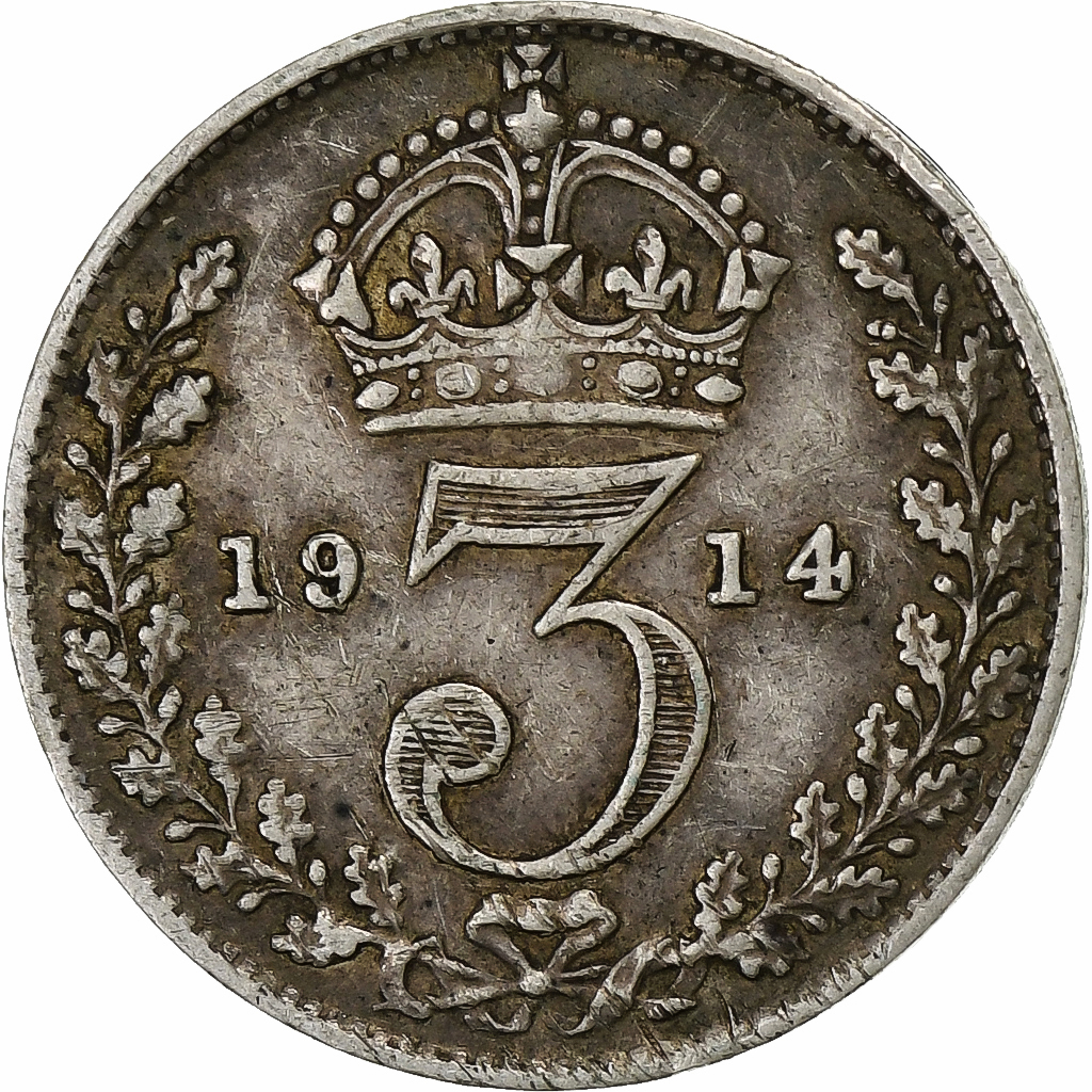 Great Britain, George V, 3 Pence, 1914, Silver, , KM:813