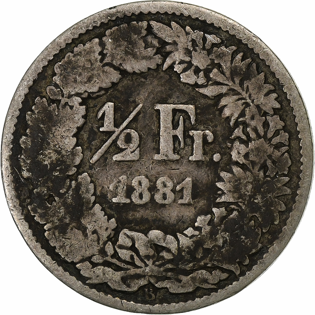 Coin, Switzerland, 1/2 Franc, 1881, Bern, , Silver, KM:23