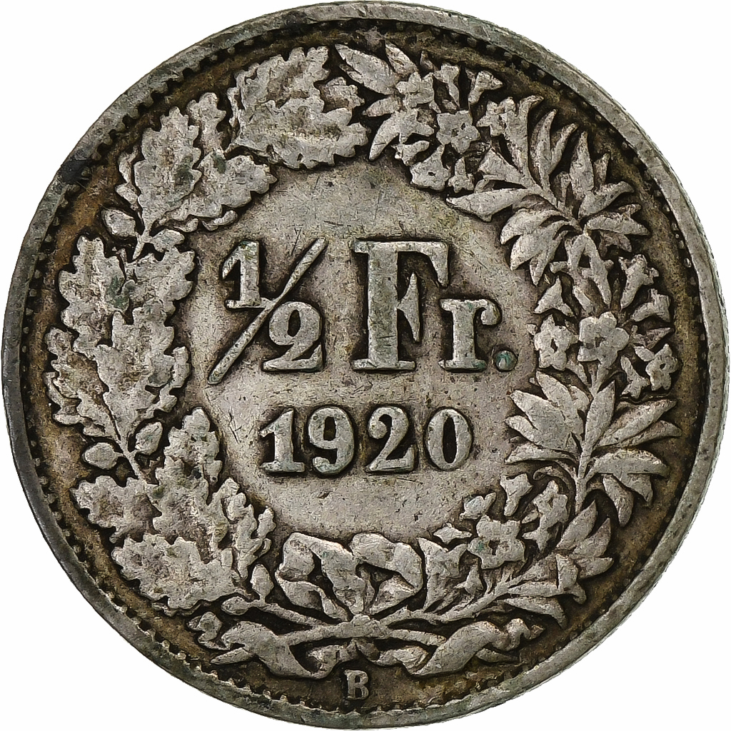 Switzerland, 1/2 Franc, 1920, Bern, Silver, , KM:23