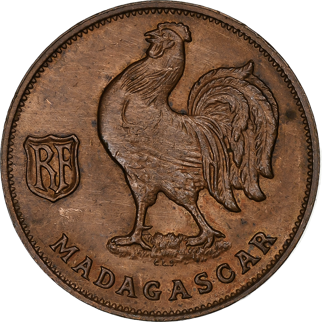 Madagascar, Franc, 1943, Pretoria, Bronze, , KM:2