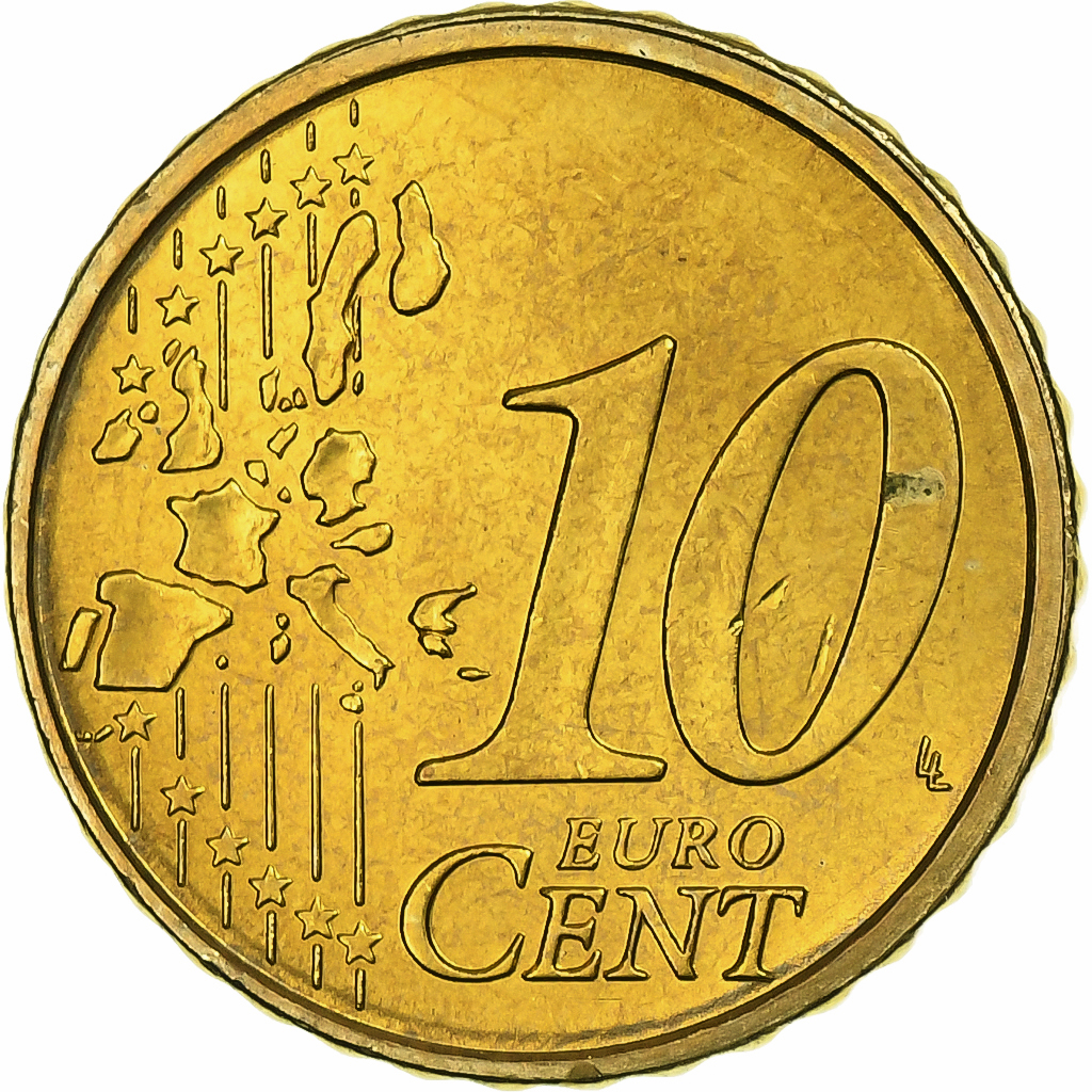 Italy, 10 Euro Cent, 2002, Rome, Brass, , KM:213