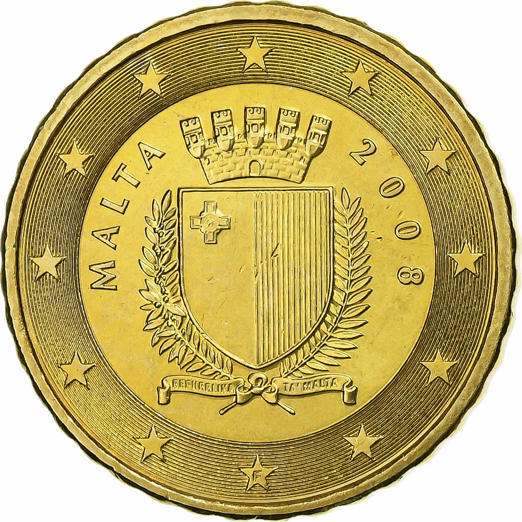 Malta, 10 Euro Cent, 2008, Nordic gold, VZ+