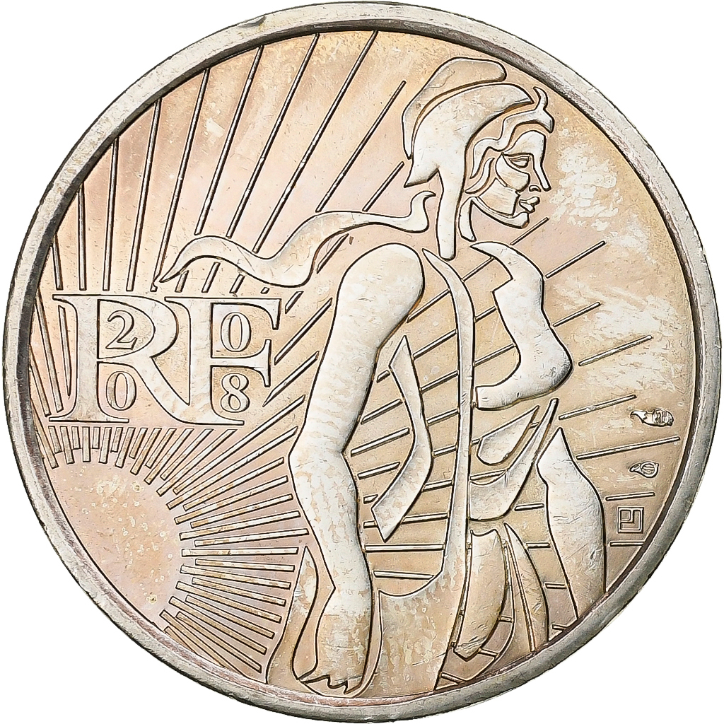 France, 5 Euro, Semeuse, 2008, Paris, Silver, 