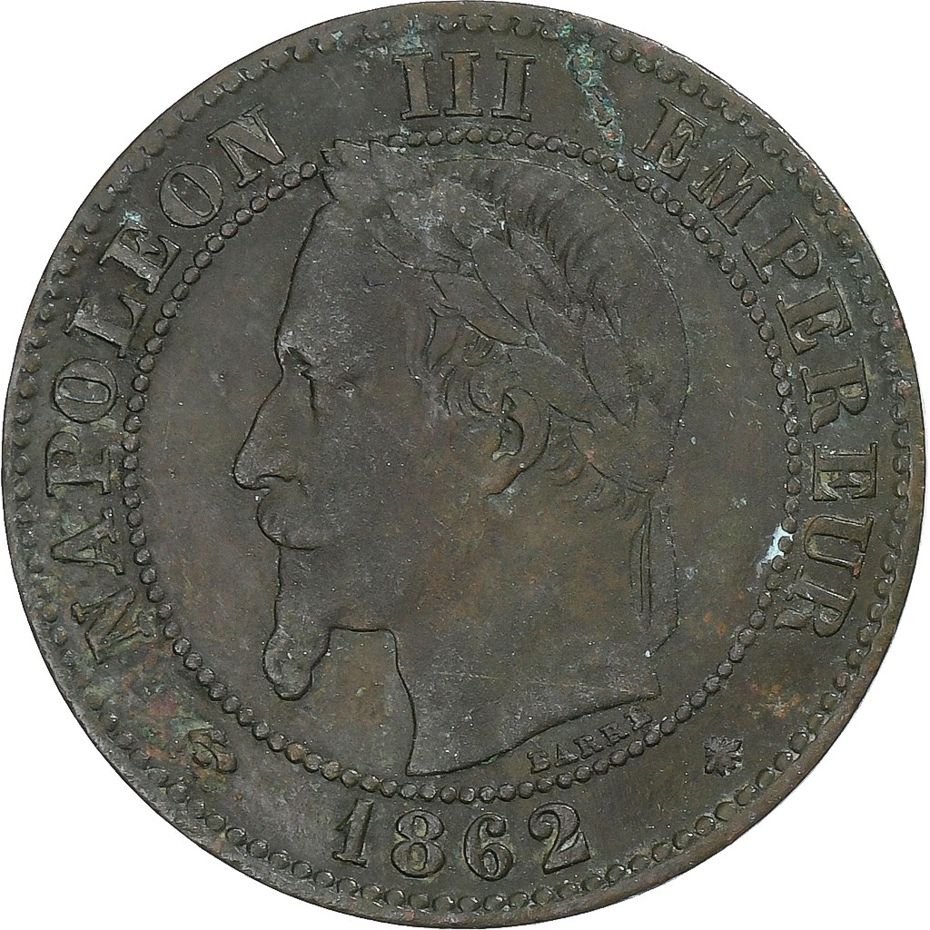 France, Napoleon III, 2 Centimes, 1862, Paris, Bronze, , Gadoury:104