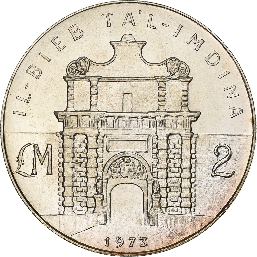 Malta, 2 Pounds, 1973, Silver, , KM:20