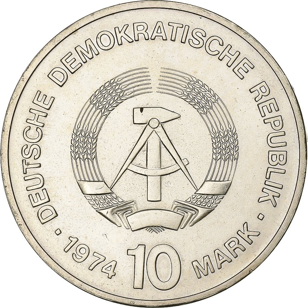 Democratic Republic of Germany, 10 Mark, 1974, Silver, , KM:51