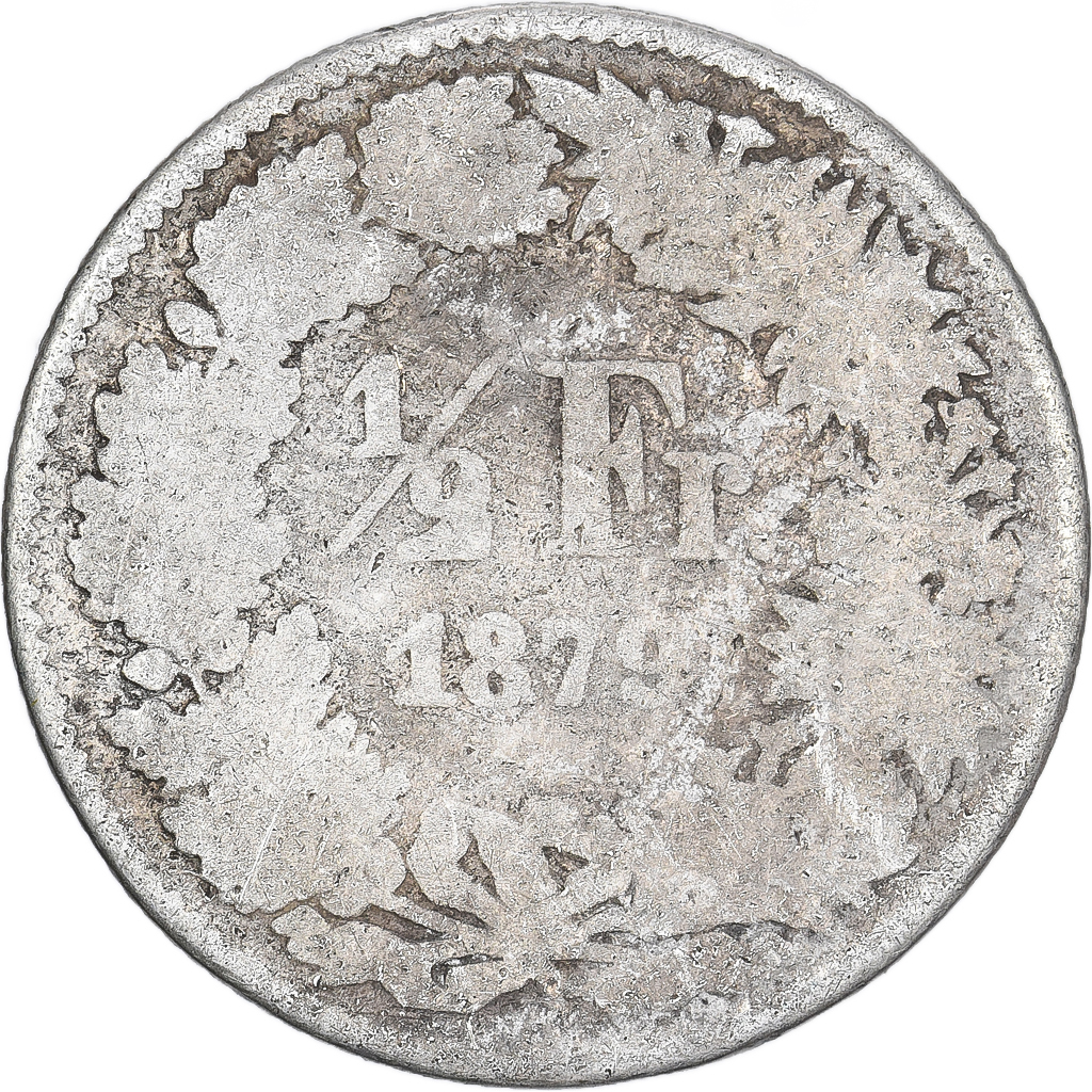 Switzerland, 1/2 Franc, 1879, Bern, Silver, , KM:23