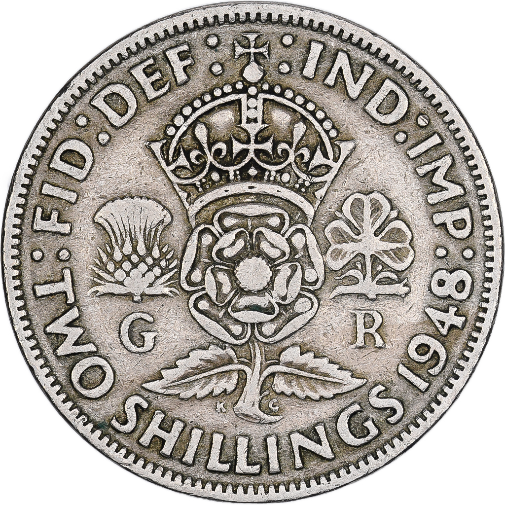 Great Britain, George VI, 2 Shillings, 1948, London, Copper-nickel, VF