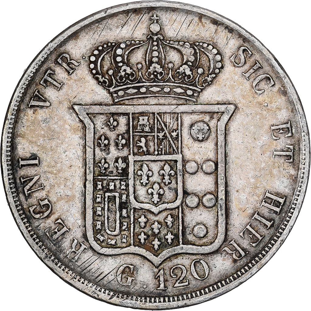 Italian States, NAPLES, Ferdinando II, 120 Grana, 1853, Silver, 