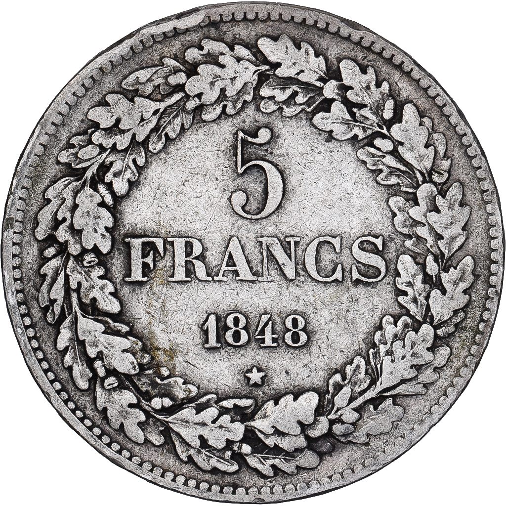 Belgium, Leopold I, 5 Francs, 5 Frank, 1848, Silver, , KM:3.2