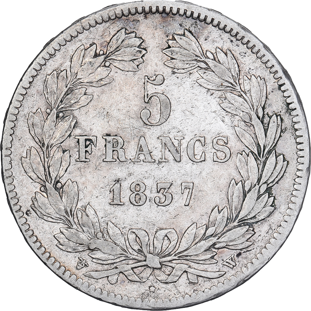 France, 5 Francs, Louis-Philippe, 1837, Lille, Silver, , Gadoury:678