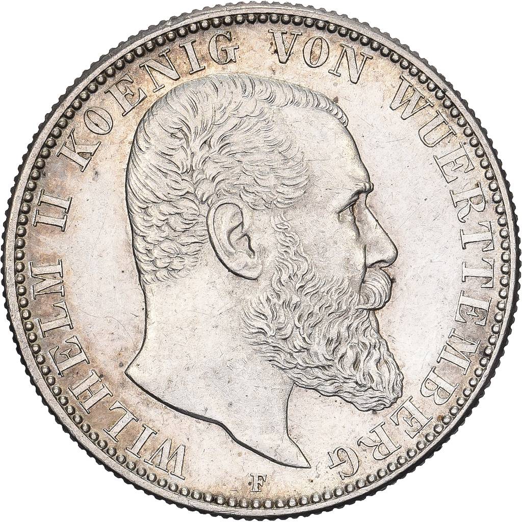 Coin, German States, WURTTEMBERG, Wilhelm II, 2 Mark, 1904, Freudenstadt
