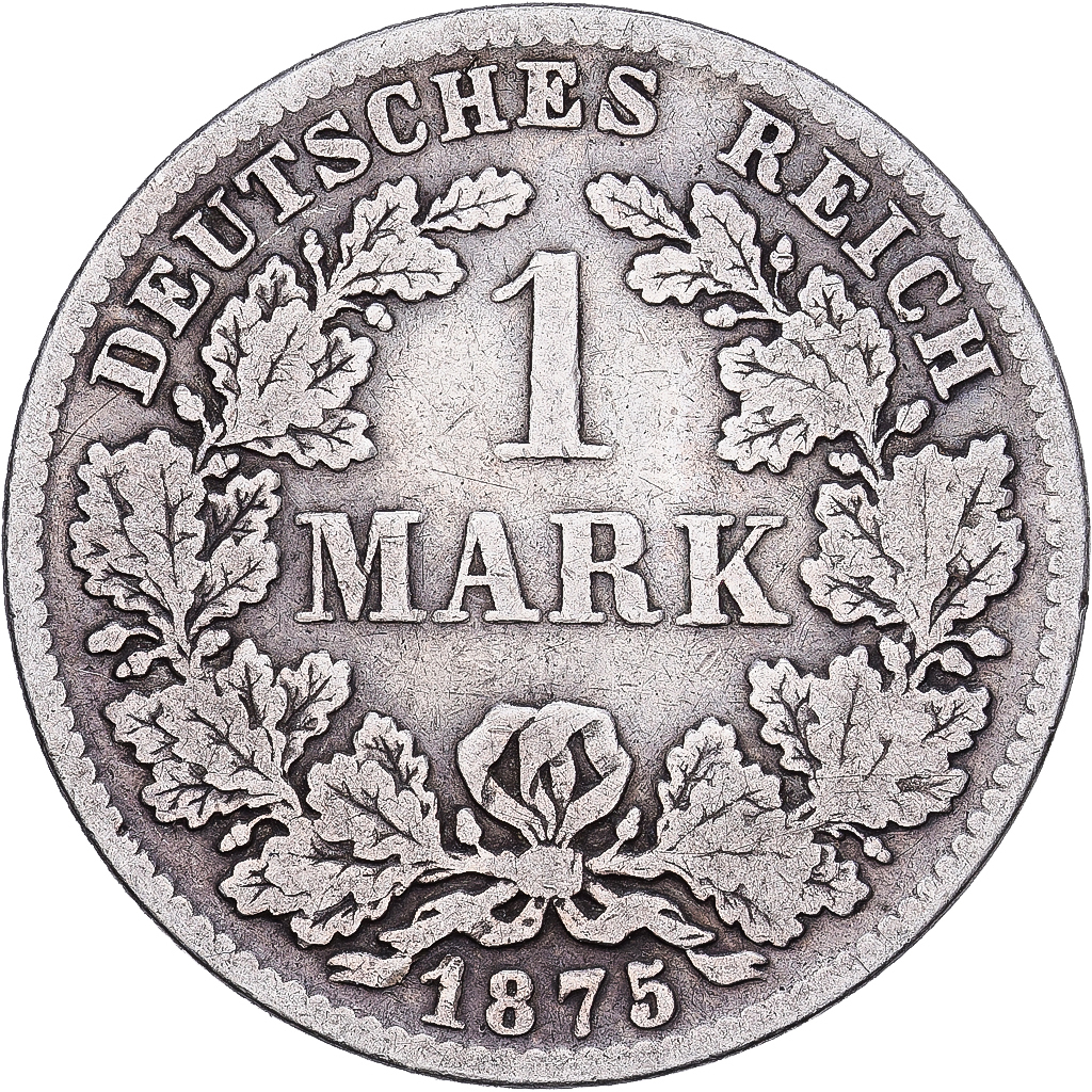 German Empire, Wilhelm I, Mark, 1875, Munich, Silver, VF, KM:7